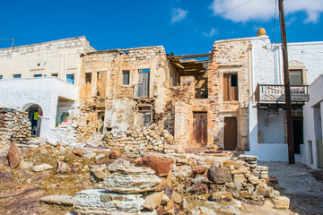 Ruins of the inner castle of Kimolos island in Greece. A medieval settlement of the first half of...