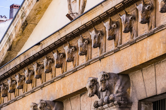 Elements of architecture of an old slaughterhouse in the city of Verona in Italy.