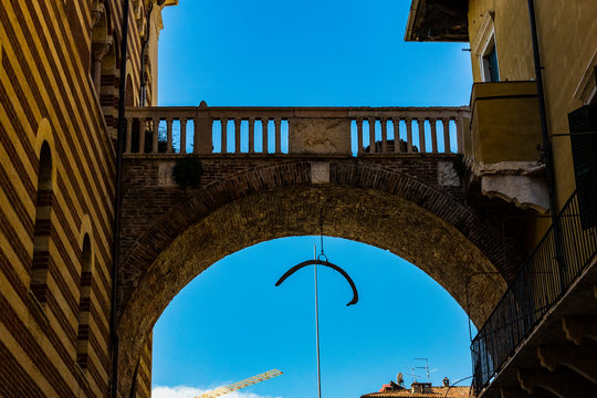 Elements of architecture of an old slaughterhouse in the city of Verona in Italy.