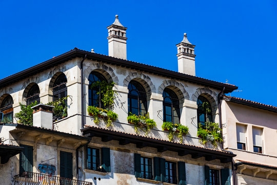 Elements of architecture of an old slaughterhouse in the city of Verona in Italy.