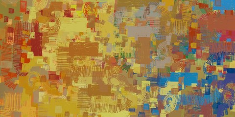 Fototapeta premium Painterly mix. Modern art. Wide brush. Canvas surface. Abstract. Wall painting. Backdrop material. Handmade background. 2d illustration. Colorful pattern. Color texture. 