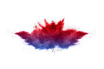 abstract powder splatted background. Colorful powder explosion on white background. Colored cloud. Colorful dust explode. Paint Holi.