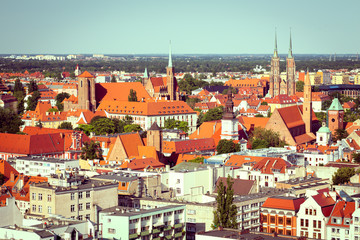 Obraz premium Wroclaw in Poland. Top view of the old town
