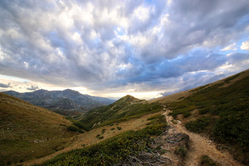 Fototapeta na wymiar Valley of the Seven Lakes in the Caucasus Mountains.