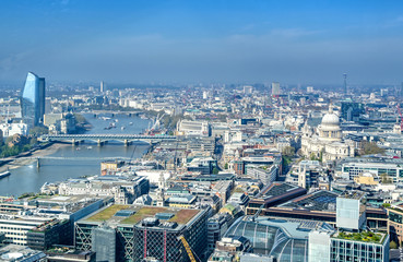 Fototapeta na wymiar An aerial view of London, United Kingdom on a sunny day.