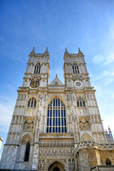 Fototapeta na wymiar A view of Westminster Abbey on a sunny day in London, UK.