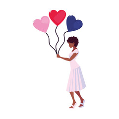 beautiful woman with balloons hearts