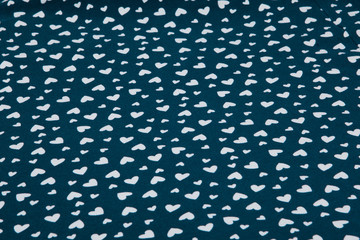 Blue Fabric with Hearts Seamless Pattern Blue Background. Perfect for fabric, textile, decoration, wrapping paper.