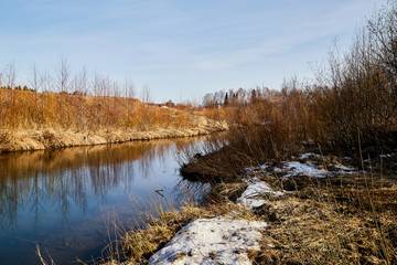 Small river in a nice sunny day in early spring