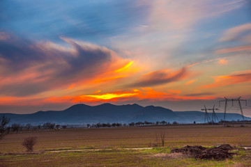 Sun set in the springtime