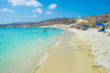 Prasa beach with turquoise crystal waters in Kimolos island, Cyclades, Greece