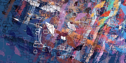 Painterly mix. Wall painting. Oil painting. Abstract. Canvas surface. Handmade background. Colorful pattern. Color texture. Backdrop material. 2d illustration. Wide brush. 