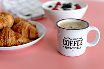 cup of coffee and croissant