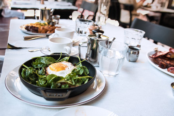 egg salad brunch at a clean bright restaurant