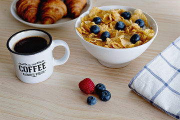 healthy breakfast with cereal and fruits