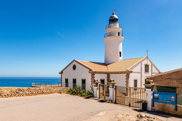The Capdepera lighthouse located at the easternmost point of Mallorca, one of the most emblematic lighthouses on the island. Balearic islands, Spain