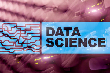 Data Science Artificial Intelligence Concept. Futuristic Supercomputer background
