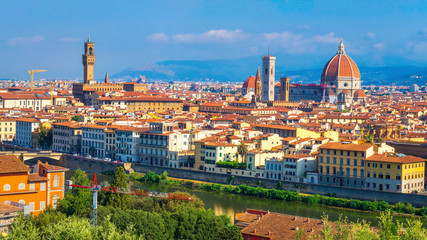 Fototapeta na wymiar Florence, Italy. Firenze downtown. Picturesque view on Florence from Michelangelo square