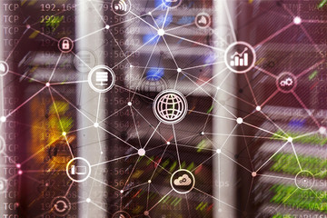 ICT - information and telecommunication technology and IOT - internet of things concepts. Diagrams...