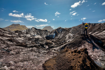 Typical icelandic landscape with black stones mountains, Iceland, Europe