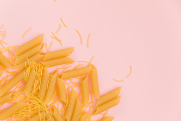 Italy pasta on pink background