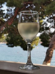 Rempli verre de vin blanc