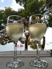 Rempli verre de vin blanc