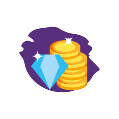 diamond luxury rock with coins money