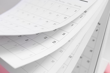 Pages of paper calendar, closeup