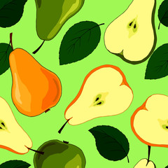 seamless pattern with ripe pears
