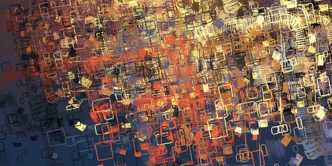 Fototapeta premium Oil painting. Wall painting. Handmade background. Colorful pattern. Canvas surface. Abstract. Modern art. Painterly mix. Backdrop material. 2d illustration. Color texture. 