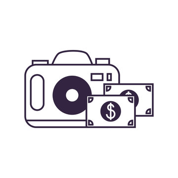 camera photographic digital with bills dollars