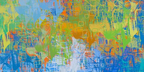 Modern art. Oil painting. Wall painting. Painterly mix. Wide brush. Backdrop material. Handmade background. Abstract. Canvas surface. Color texture. 2d illustration. 