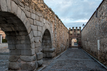 Fototapeta na wymiar The end of the Aqueduct of Segovia
