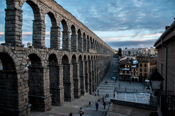 The Segovia aqueduct built under the Roman emperor Trajan and still in use. It carries water 10...