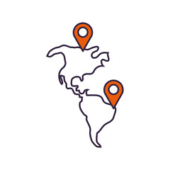 world planet earth with pins location