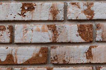 white and orange brickwork close-up, loft. texture modern