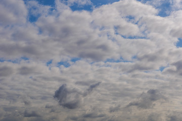 Beautiful sunny view of deep blue sky and Altocumulus cloud. 