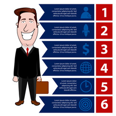 Business infographic with a businessman cartoon - Vector