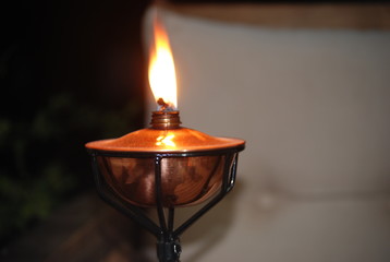 Outdoor Citronella Oil Lamp at Night