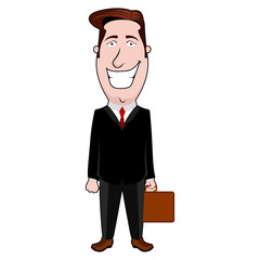 Isolated happy businessman cartoon with a briefcase - Vector