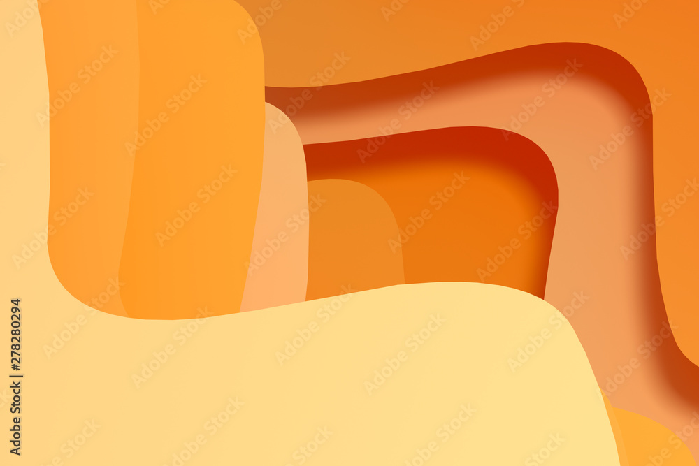 Poster 3d rendering curve paper background, orange background