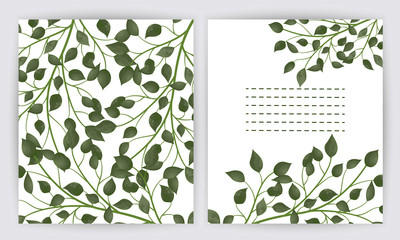 Set beautiful backgrounds with  leaves and space for text. Vector illustration. EPS 10
