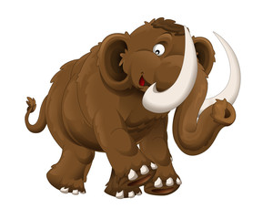 Fototapeta premium cartoon happy mammoth - isolated on white background illustration for children