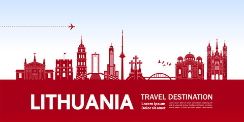 Lithuania travel destination grand vector illustration. - obrazy, fototapety, plakaty
