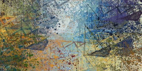 Wall painting. Oil painting. Painterly mix. Modern art. Backdrop material. Colorful pattern. Wide brush. Canvas surface. Color texture. Handmade background. 2d illustration. 