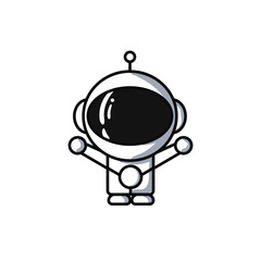 Obraz premium Cute chibi Astronaut spaceman logo for kids space happy , character mascot , for shirts children flat design vector