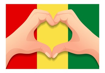 Obraz premium Guinea flag and hand heart shape