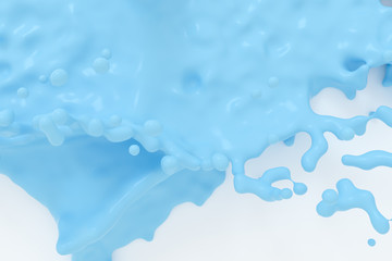 The splashing liquid of pigment, two-tone color background, 3d rendering.