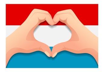 luxembourg flag and hand heart shape